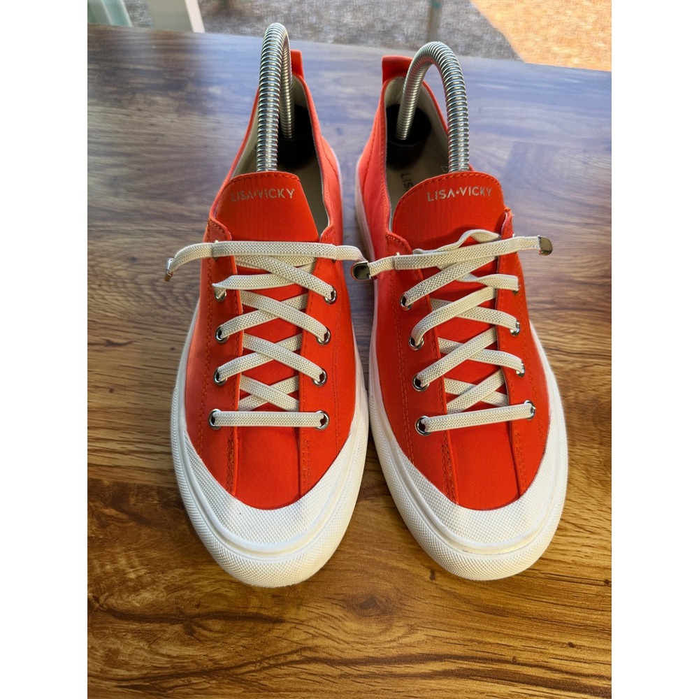 Lisa Vicky Women's Orange Nylon Low Top Lace Up Sneakers Size 8.5 M